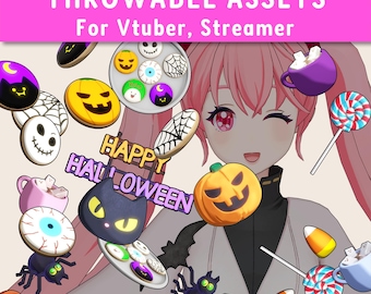 Halloween Throwable Assets for Vtubers | Kawaii Stream Decoration | Twitch Integrated Throwing System
