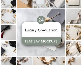 Paquete de 24 maquetas planas de graduación de lujo con fondo digital para exhibición de productos