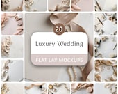 20 Luxury Wedding Flat Lay Mockups Digital Background Bundle for Product Showcase