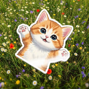 Orange Tabby Cat Sticker, cat meme waterproof sticker