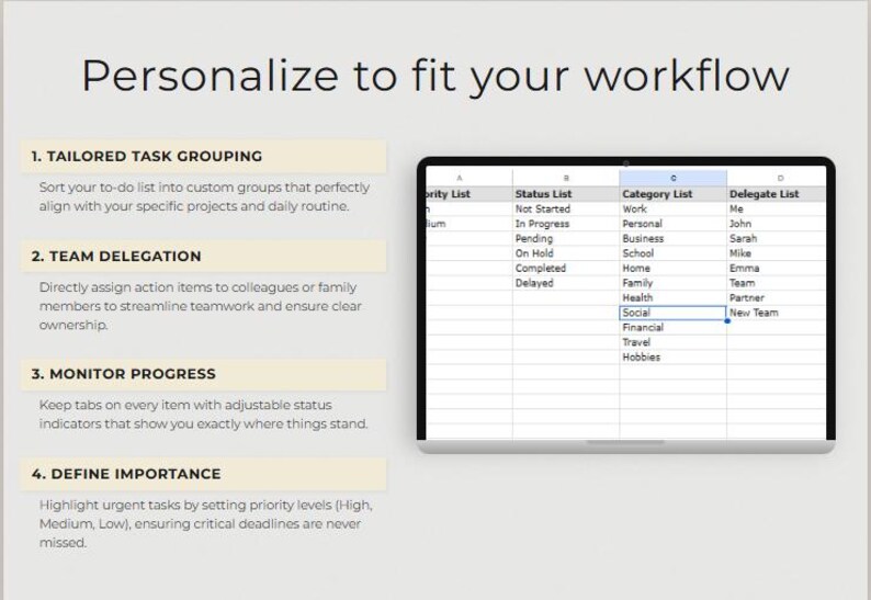 Task Grouping Chart To Do List Task Tracker Spreadsheet: Productivity Planner (google ...