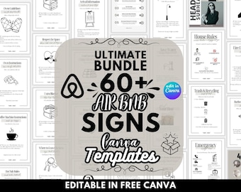 Airbnb Welcome Sign Template Bundle: 60+ Vacation Rental Signs (Canva Editable, Digital Download