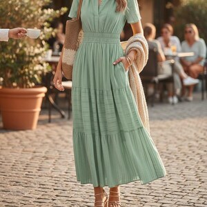 green emerald velvet dress Loose Linen Fitting Women Dress  Old Linen Mill
