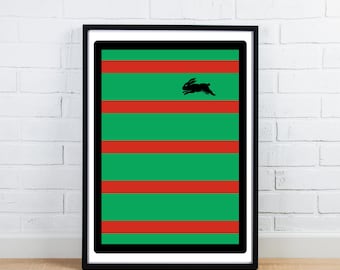 South Sydney Rabbitohs 2014 Jersey Design - NRL Poster | Wall Art | Rugby League Fan Art | Rabbitohs Footy Gift Art