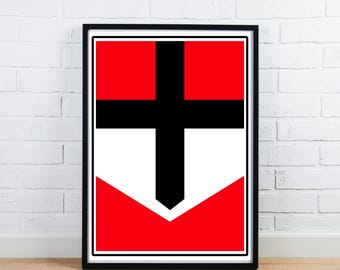 St Kilda Saints Crusader Design - AFL Poster | Wall Art | Aussie Rules Fan Art | Saints Footy Gift Art