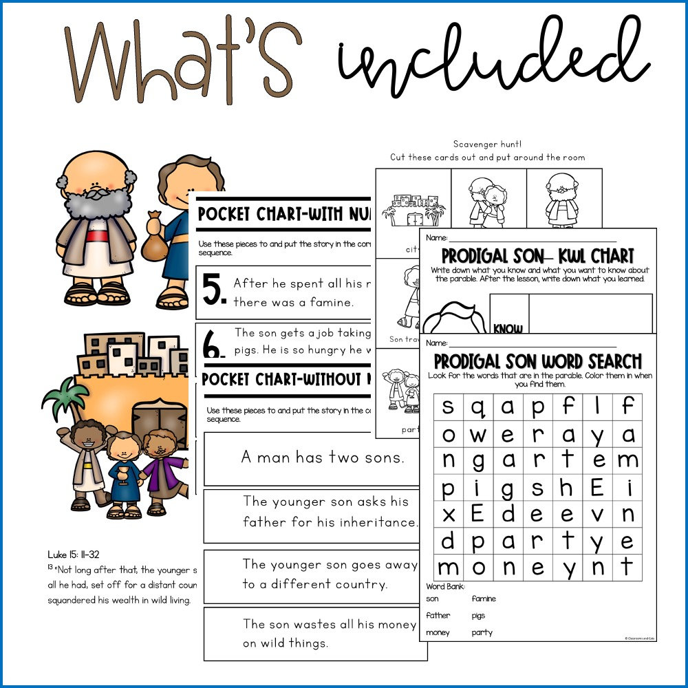 Prodigal Son Bible Lesson, Homeschool Printable, Sunday School Lesson ...