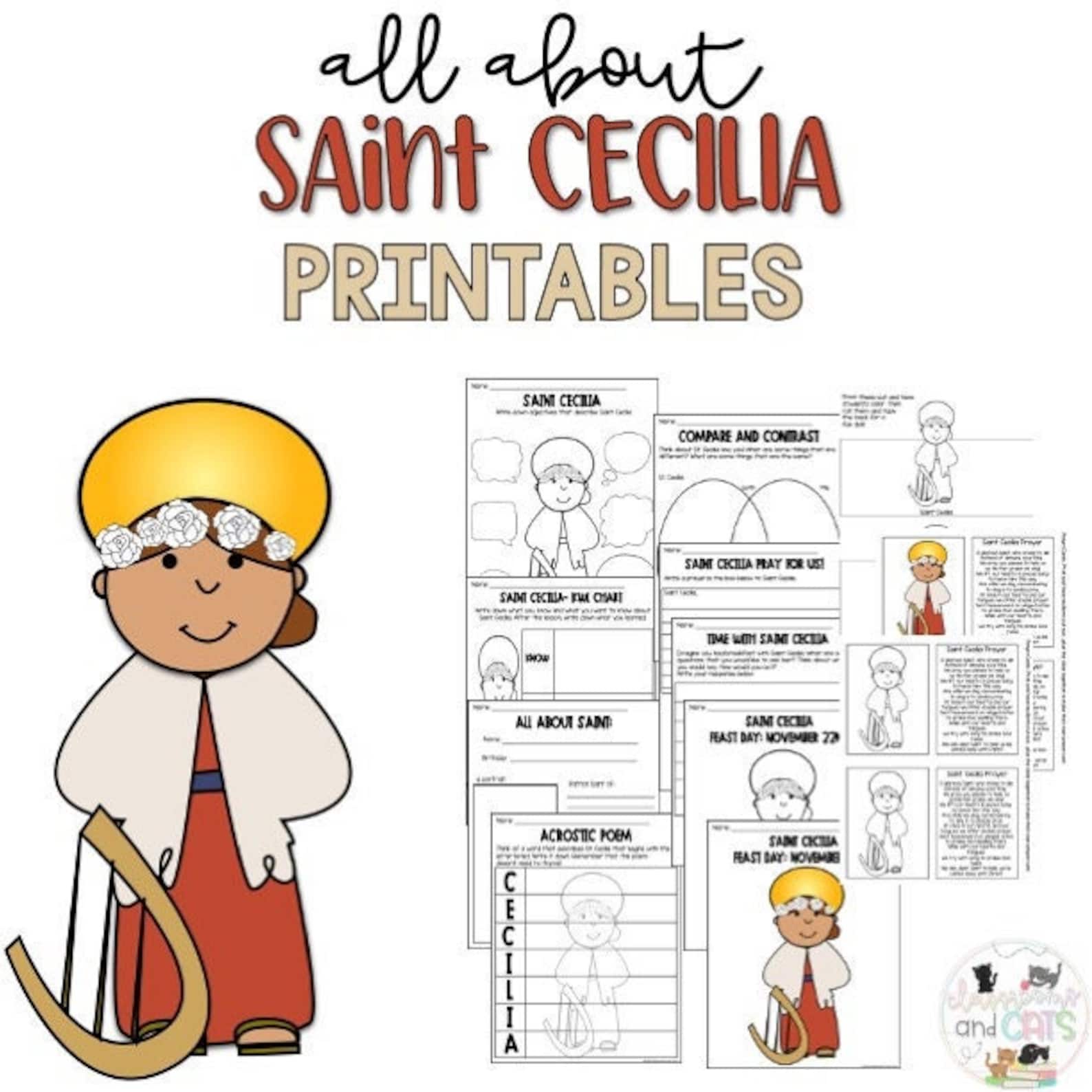 Saint Cecilia Feast Day November 22nd Catholic Saints Etsy