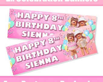 Personalised Girl Blocks Birthday Banners / Celebration Banners