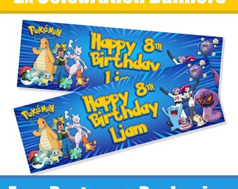 Personalised Pokmon Birthday Banners / Celebration Banners