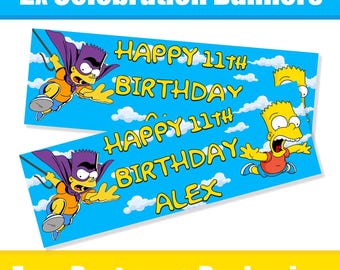 Personalised Bart Birthday Banners / Celebration Banners