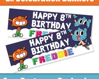 Personalised Gumball Birthday Banners / Celebration Banners
