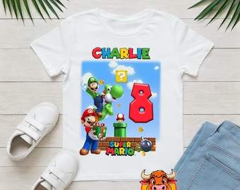 Personalised Maro Character Celebration t-shirt Any Name Number