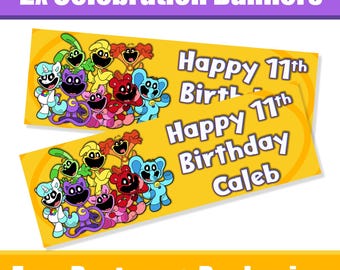 Personalised Smiling Creatures Birthday Banners / Celebration Banners