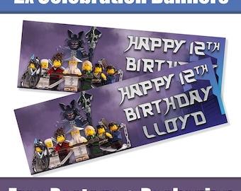 Personalised Brick Ninjas Birthday Banners / Celebration Banners