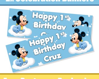 Personalised Micky Birthday Banners / Celebration Banners