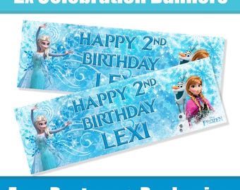 Personalised Frozen Birthday Banners / Celebration Banners