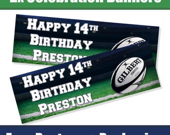 Personalised Rugby Birthday Banners / Celebration Banners