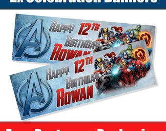 Personalised Super Heroes Birthday Banners / Celebration Banners