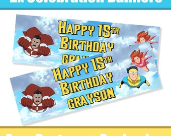 Personalised Invincible Birthday Banners / Celebration Banners