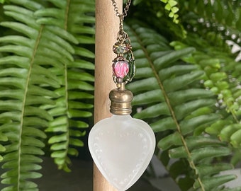 Frosted Glass Perfume Bottle Necklace And Rosary Chain