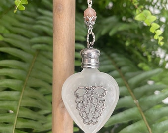 Frosted Glass Perfume Bottle Necklace And Rosary Chain