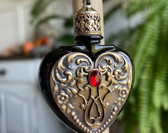 Vintage Black Glass Perfume Potion Bottle Necklace Essential Oil Necklace