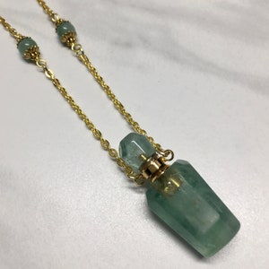 Aventurine Crystal Perfume Or Essential Oil Bottle Necklace