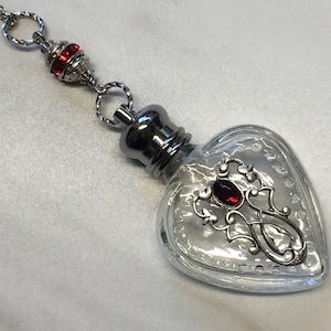 Vintage Inspired Crystal  Heart Perfume Bottle Necklace