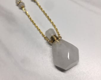 Quartz Crystal Perfume Or Essential Oil Bottle Necklace