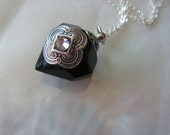 Black Crystal Diamond Essential Oil Perfume Bottle Necklace