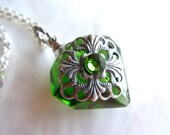Emerald Green Diamond Essential Oil Perfume Bottle Necklace