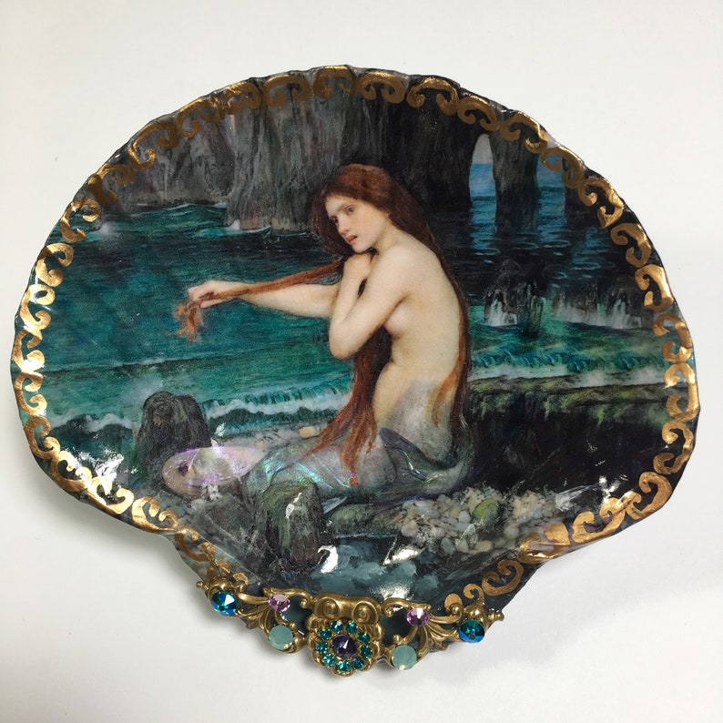 Ring Dish Shell Jewelry Dish Mermaid By John William Waterhouse Trinket Dish
