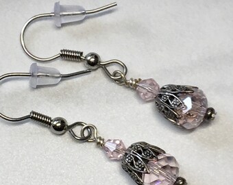 Light Pink And Silver Earrings