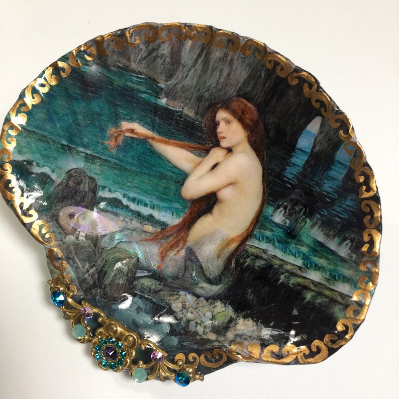 Ring Dish Shell Jewelry Dish Mermaid By John William Waterhouse Trinket Dish