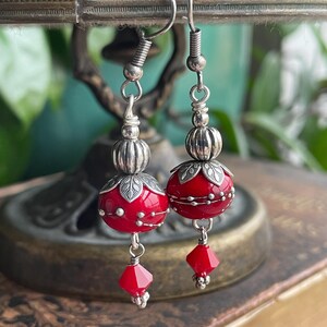 Red Lamp work Glass Earrings