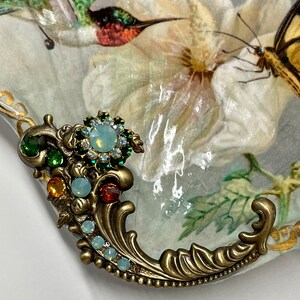 Decoupaged Humming Bird and Butterfly Shell Jewelry Dishjewelry Dish ...