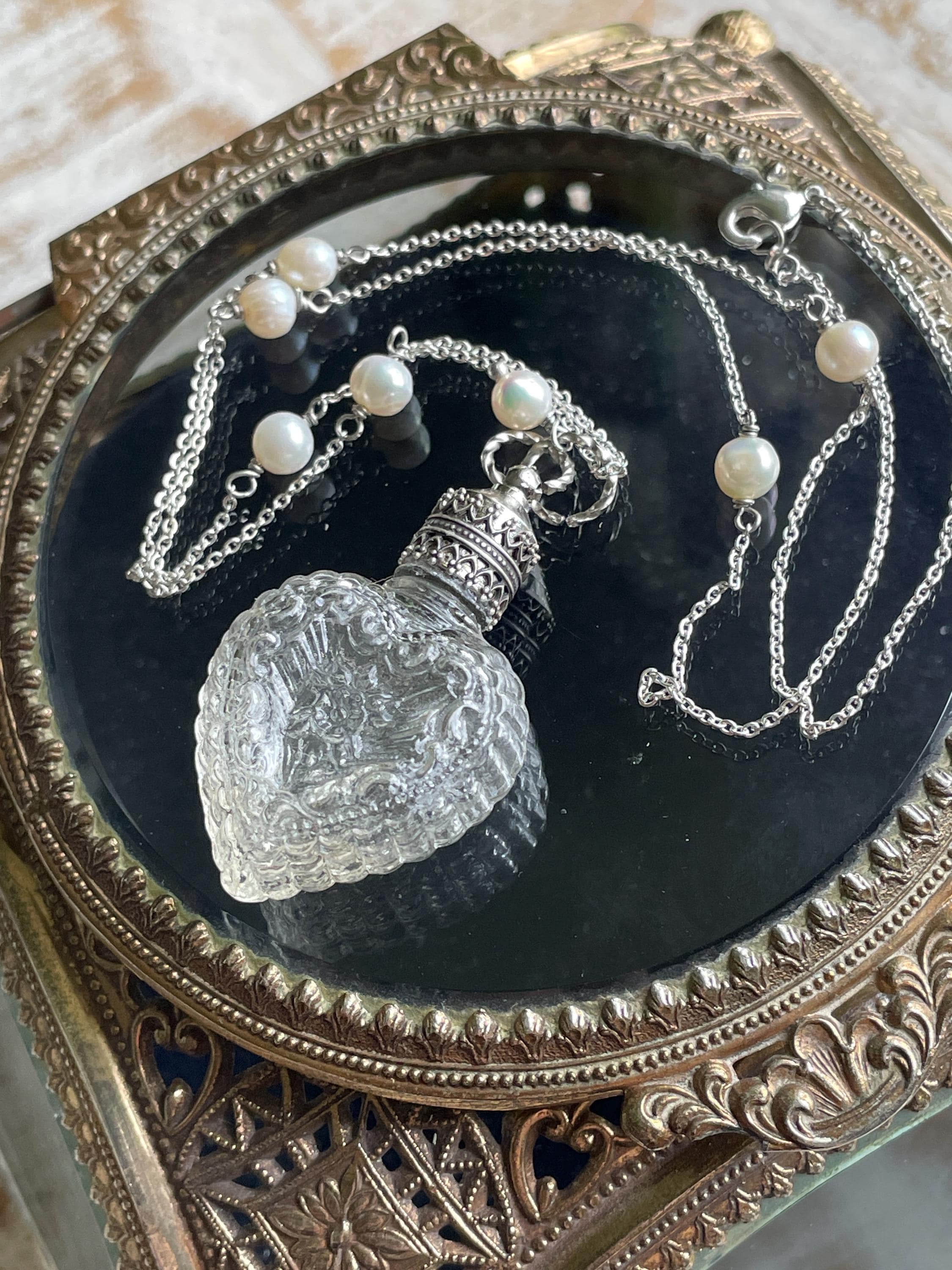 Vintage Silver Heart Perfume Bottle - Etsy
