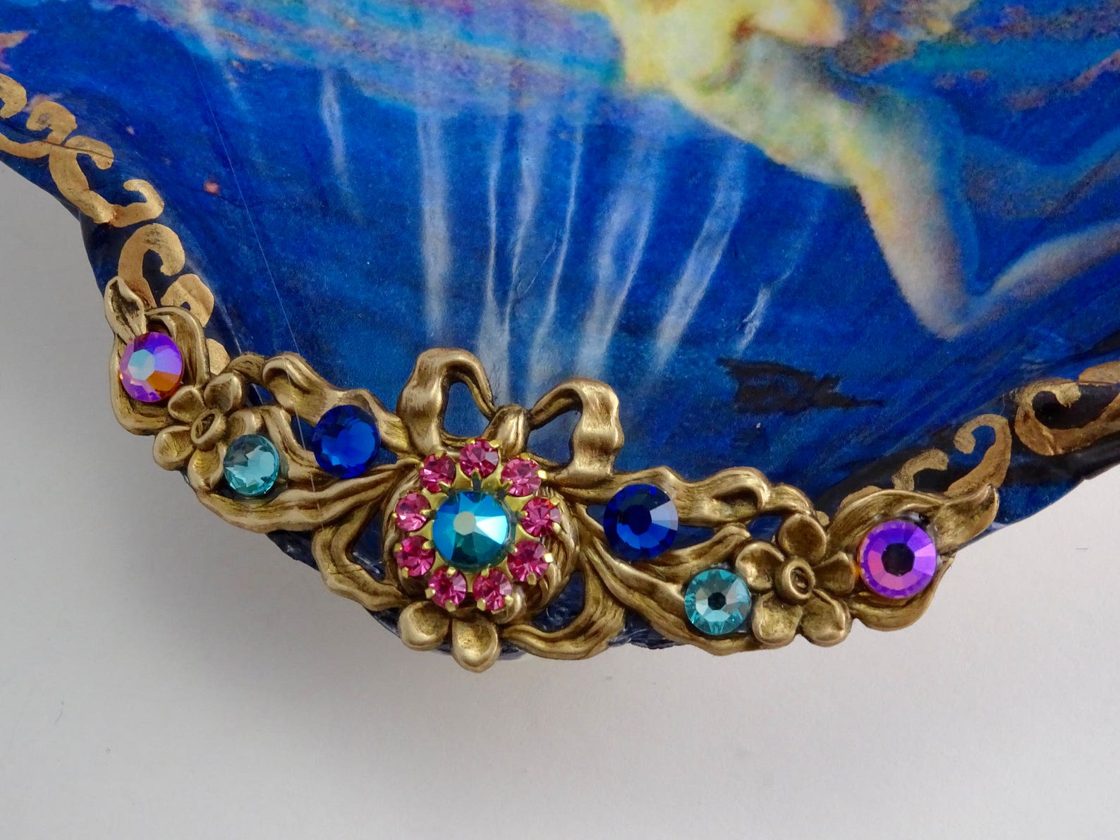 Decoupaged Shell Jewelry Dish Decoupaged Shell Jewelry Etsy