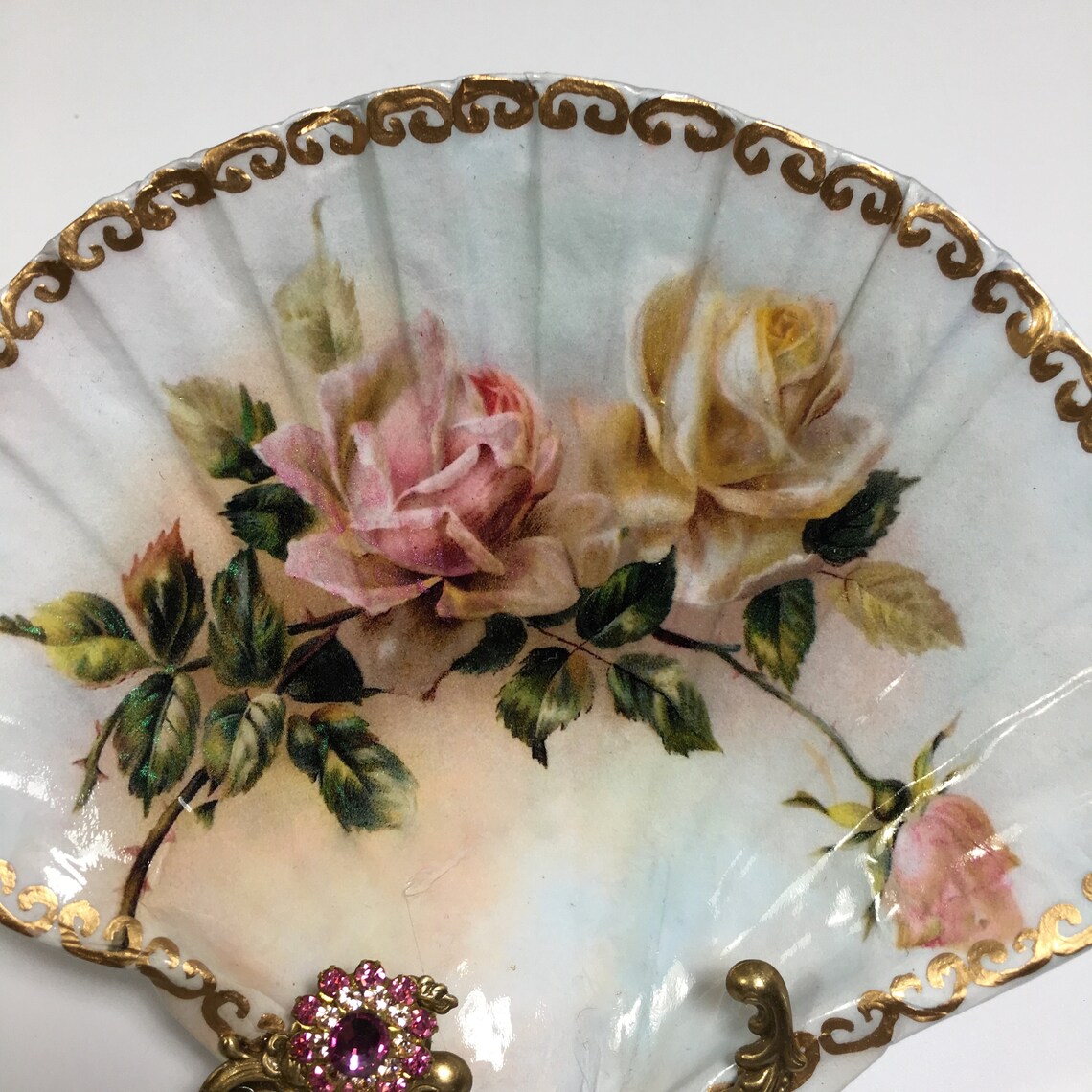 Decoupaged Shell Jewelry Dishjewelry Dish Ring Dish Vintage Etsy