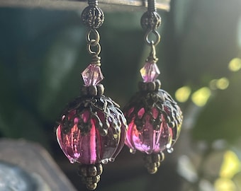 Pendientes de flores de cristal soplado