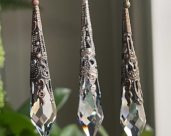 Collar de cristal Swarovski Icicle: tono azul excepcional, filigrana de latón
