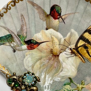 Decoupaged Humming Bird and Butterfly Shell Jewelry Dishjewelry Dish ...
