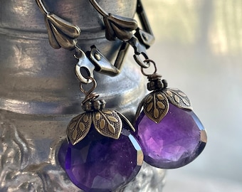 Purple Amethyst Briolette Gemstone Earrings