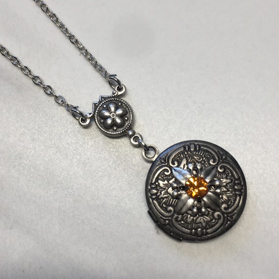 アクセサリー Vintage stone silver necklace Black Onyx Silver Gothic Pendant Necklace, 925 Sterling