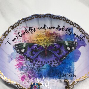 Decoupaged Shell Jewelry Dish Monarch Butterfly Shell Jewelry Dish Ring Dish Trinket Dish Jewelry Holder image 3