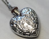 Victorian Heart Perfume Pendant Sterling Silver 925 Hollow Pendant Necklace Memorial Jewelry Essential Oil Necklace
