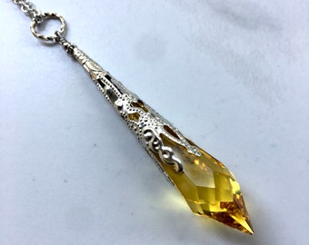 Light Yellow Topaz Gold Citrine Swarovski 8622 Icicle Necklace