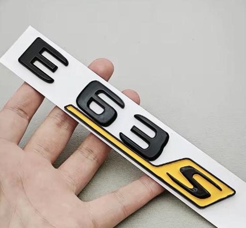 3D ABS Chrome Black Car Letters E63S Black Yellow Logo Emblem Sticker ...