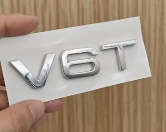 3D-ABS Buchstaben Logo Auto Fender Seitenaufkleber Abzeichen Emblem für A6 A7 A8 S4 S5 S6 S7 S8 RS4 RS5 RS6 RS7 Chrom V6T