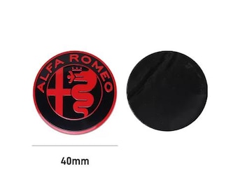 40mm Car Steering Wheel Badge Sticker Aluminum Emblem Decorate Decal For Alfa Romeo Giulia Stelvio MiTo Giulietta Tonale ALFA 40mm black red